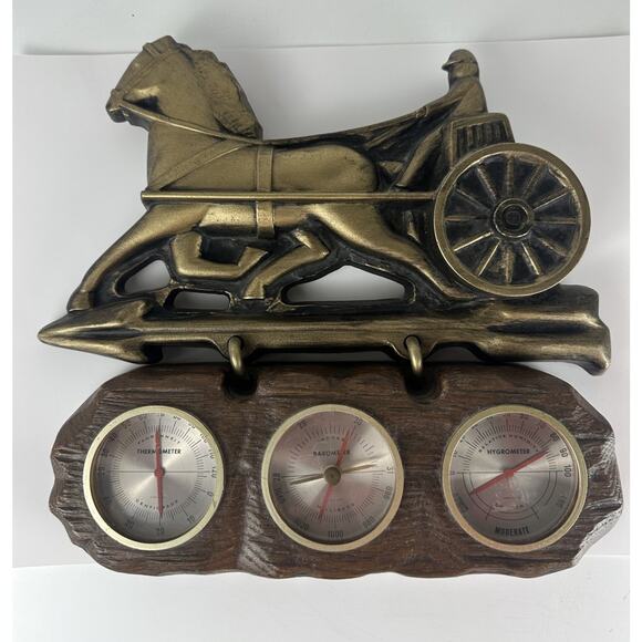 Vintage Barometer Humidity Thermometer MCM Retro Equestrian - Picture 1 of 9